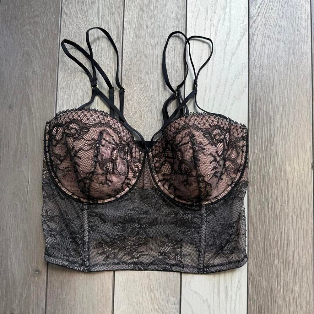 Victorias secret black lace bustier